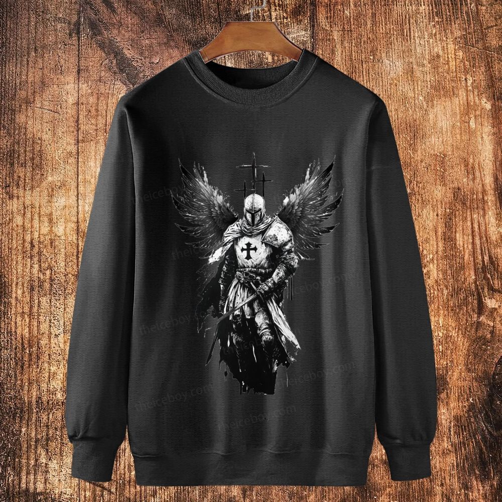 Crusader Wings Cotton Crewneck Sweatshirt