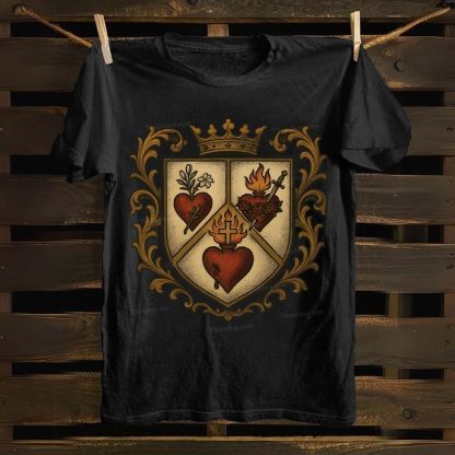 Sacred Heart Immaculate Heart of Mary Chaste Heart of Joseph Cotton T-shirt