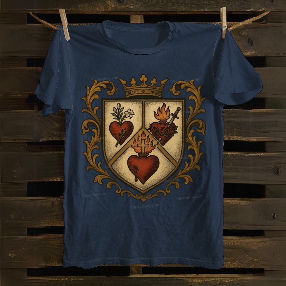 Sacred Heart Immaculate Heart of Mary Chaste Heart of Joseph Cotton T-shirt