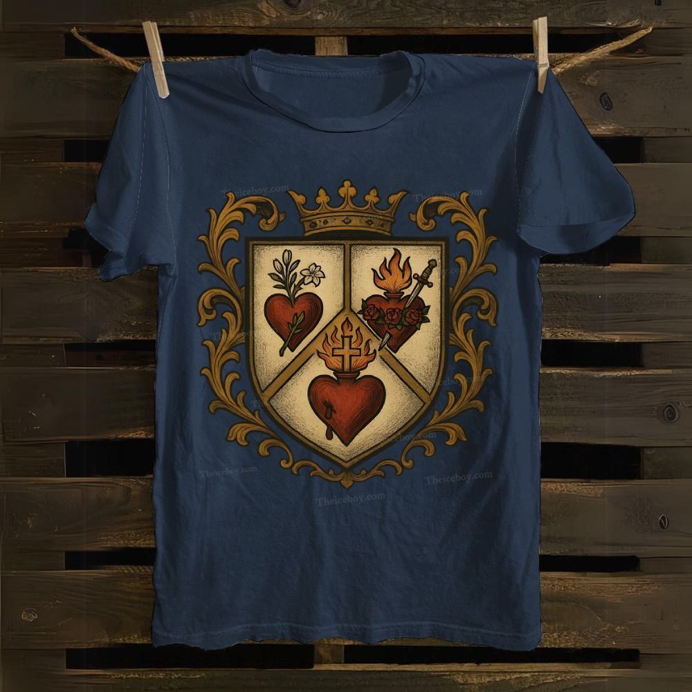 Sacred Heart Immaculate Heart of Mary Chaste Heart of Joseph Cotton T-shirt