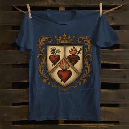 Sacred Heart Immaculate Heart of Mary Chaste Heart of Joseph Cotton T-shirt