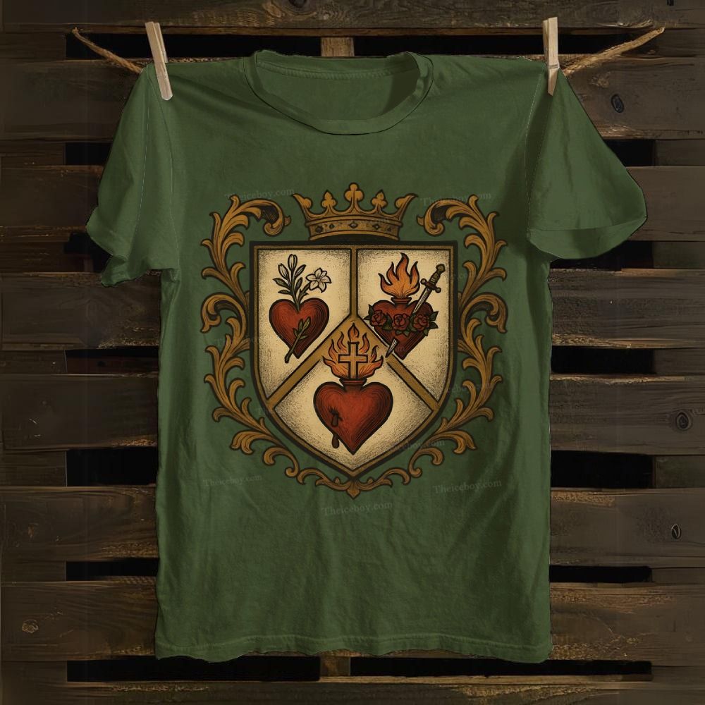 Sacred Heart Immaculate Heart of Mary Chaste Heart of Joseph Cotton T-shirt