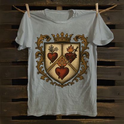 Sacred Heart Immaculate Heart of Mary Chaste Heart of Joseph Cotton T-shirt