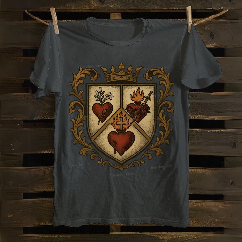 Sacred Heart Immaculate Heart of Mary Chaste Heart of Joseph Cotton T-shirt