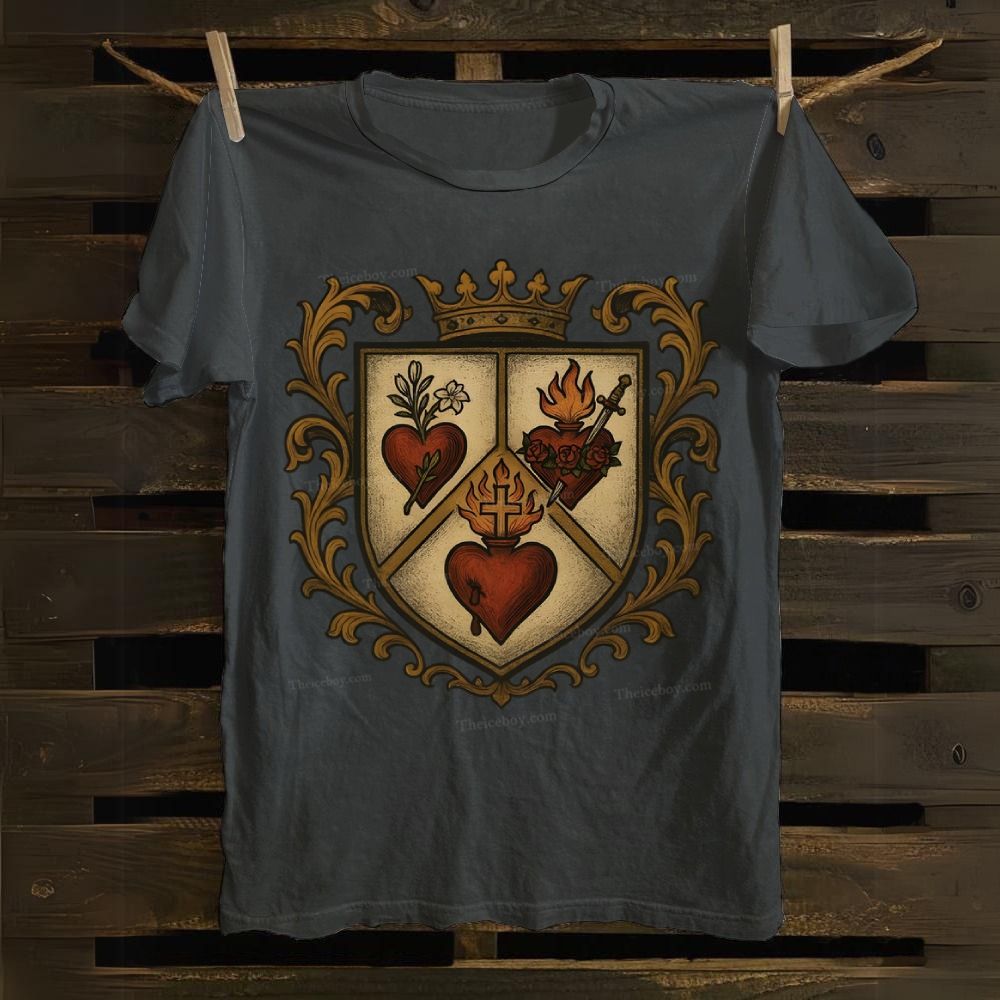 Sacred Heart Immaculate Heart of Mary Chaste Heart of Joseph Cotton T-shirt