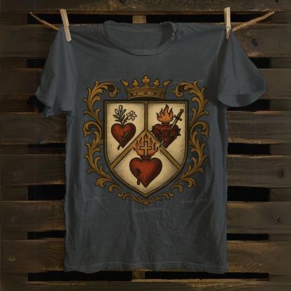 Sacred Heart Immaculate Heart of Mary Chaste Heart of Joseph Cotton T-shirt