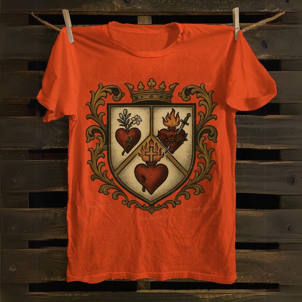Sacred Heart Immaculate Heart of Mary Chaste Heart of Joseph Cotton T-shirt
