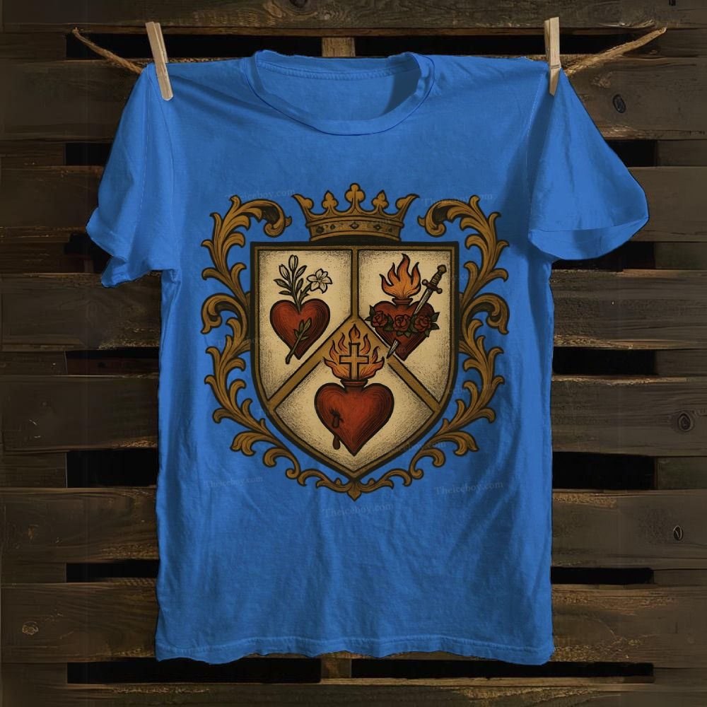 Sacred Heart Immaculate Heart of Mary Chaste Heart of Joseph Cotton T-shirt