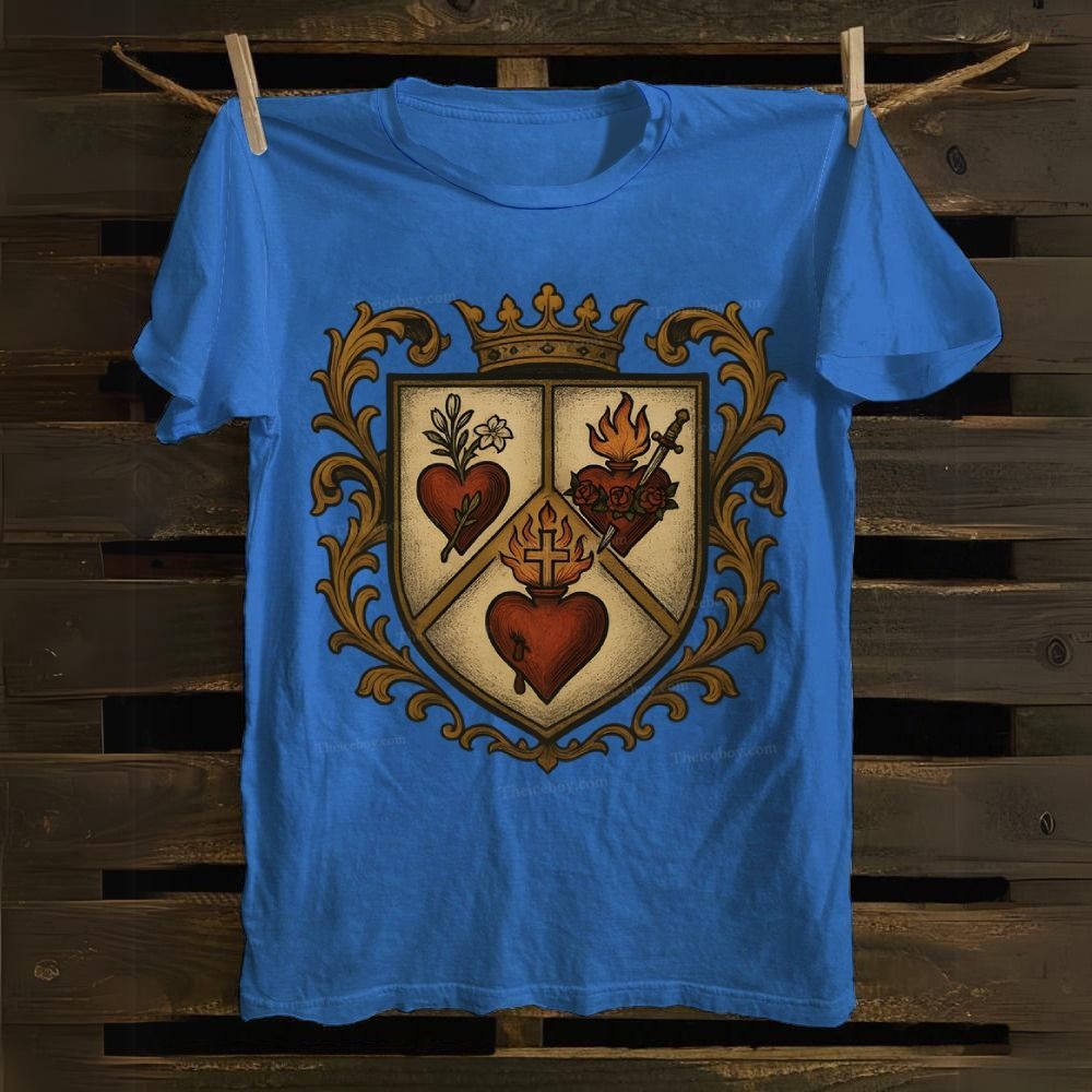 Sacred Heart Immaculate Heart of Mary Chaste Heart of Joseph Cotton T-shirt
