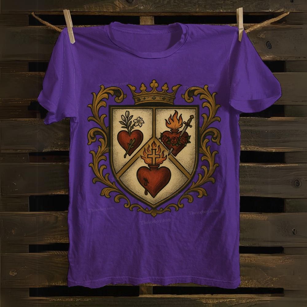 Sacred Heart Immaculate Heart of Mary Chaste Heart of Joseph Cotton T-shirt