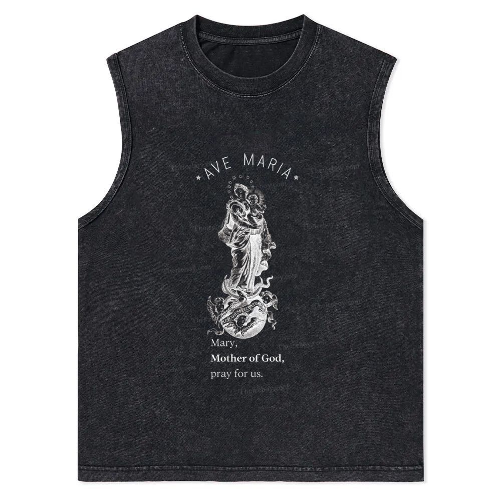 Mary with Christ Child Christian Snowflake Washed Vest 