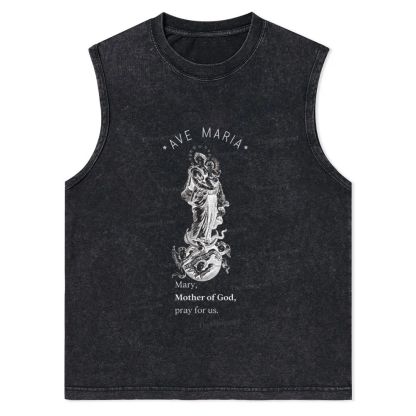 Mary with Christ Child Christian Snowflake Washed Vest 