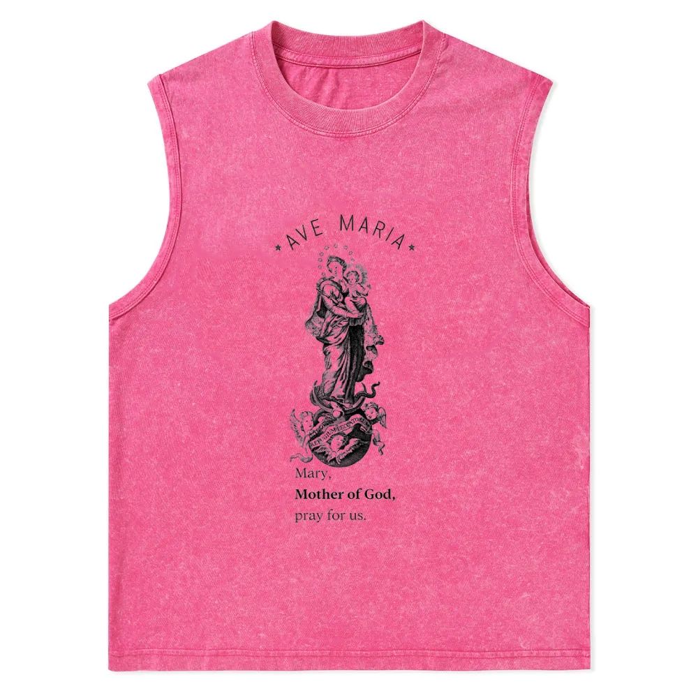 Mary with Christ Child Christian Snowflake Washed Vest 