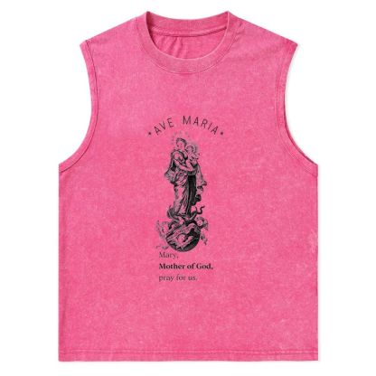 Mary with Christ Child Christian Snowflake Washed Vest 