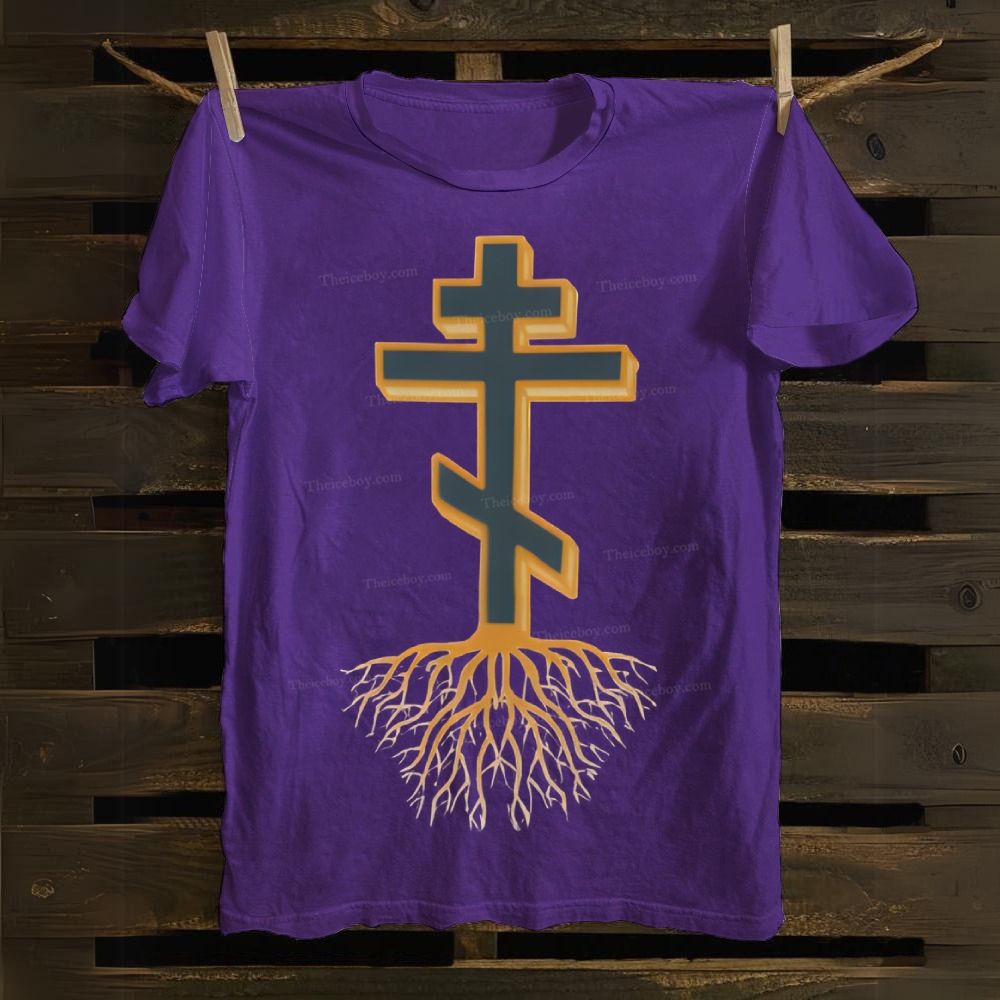 Rooted in Faith Orthodox Cross Cotton T-shirt