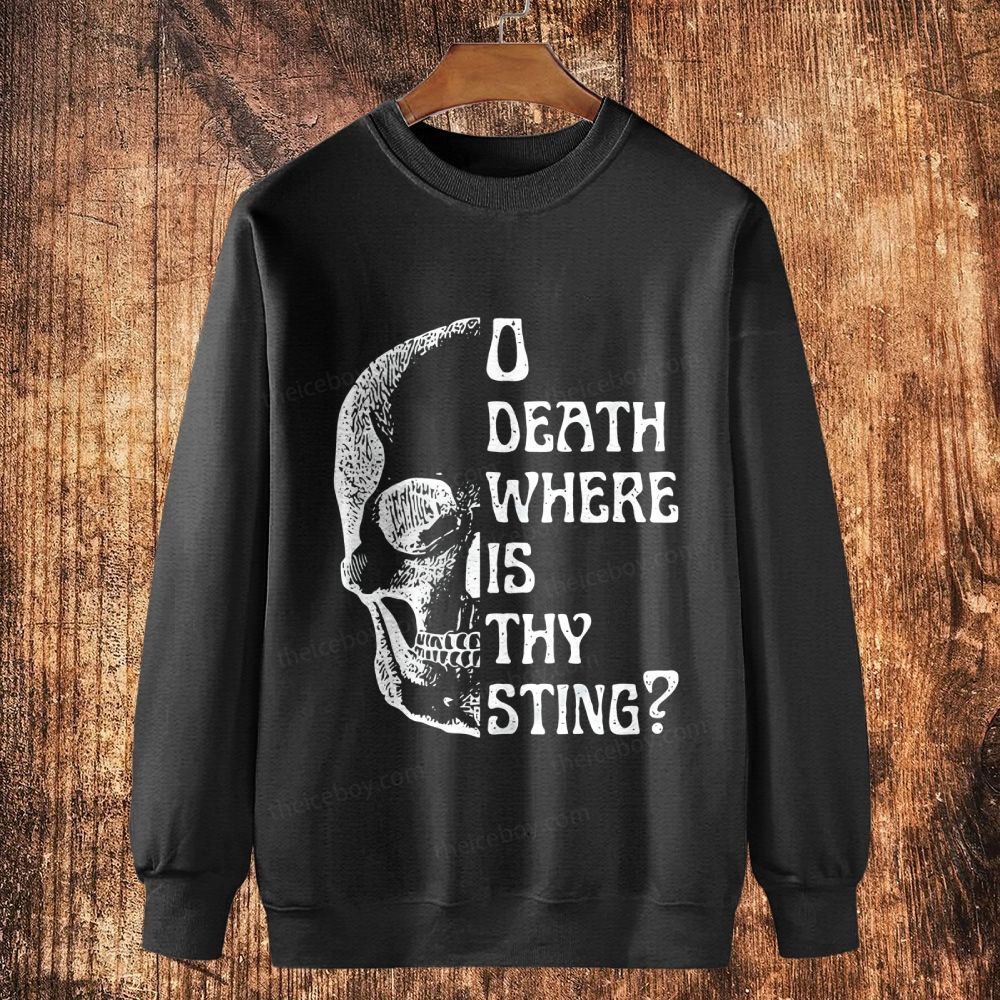 O Death Where Is Thy Sting Bible Verse Goth Cotton Crewneck Sweatshirt