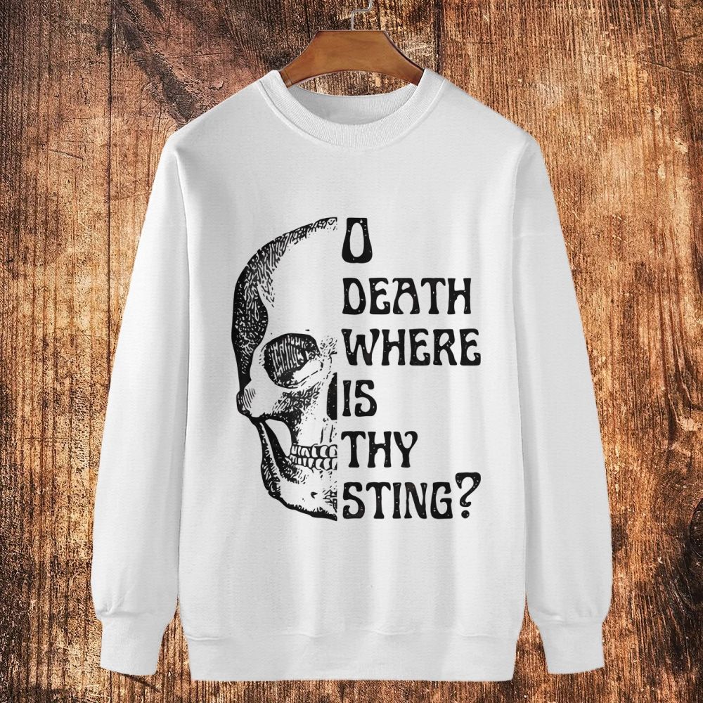 O Death Where Is Thy Sting Bible Verse Goth Cotton Crewneck Sweatshirt