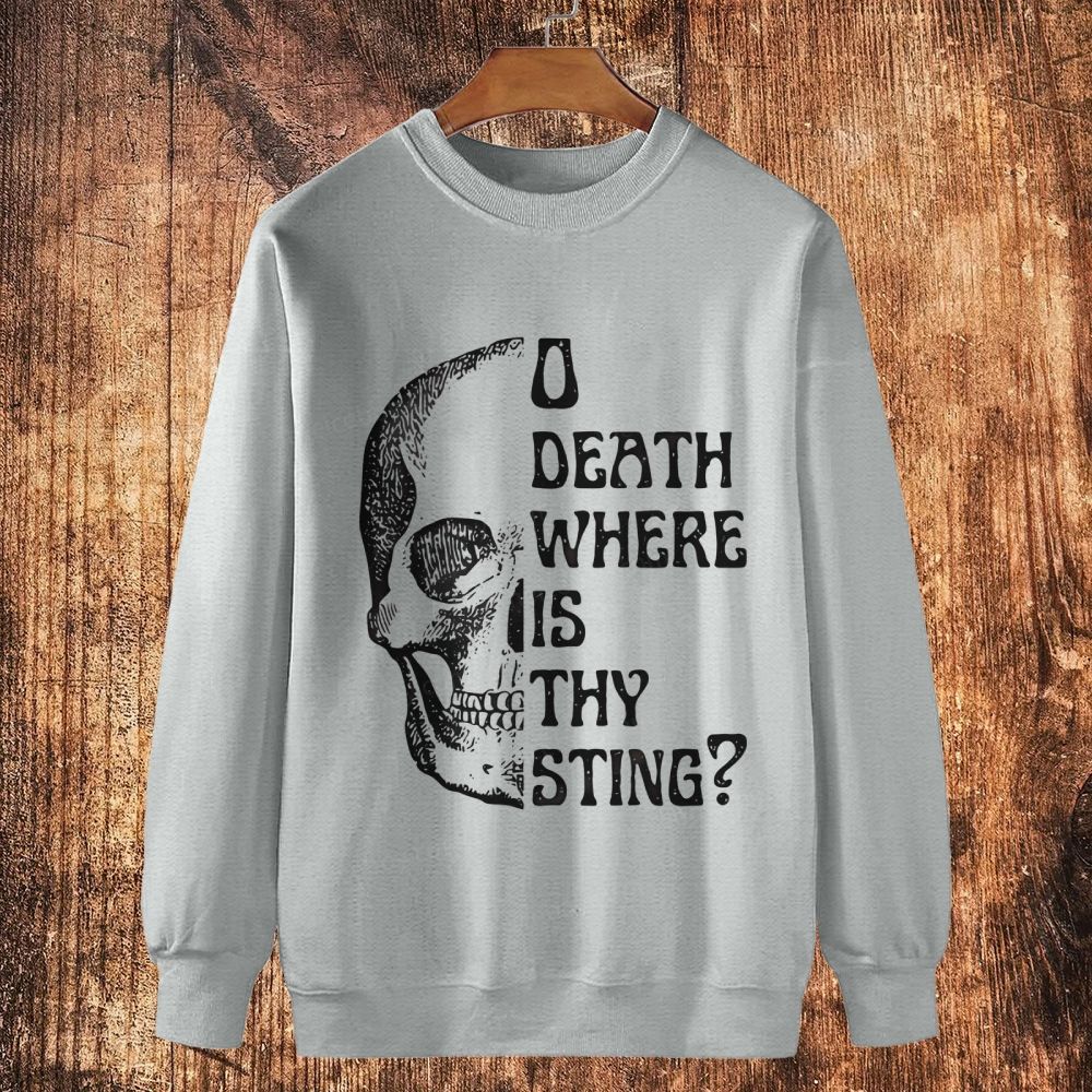 O Death Where Is Thy Sting Bible Verse Goth Cotton Crewneck Sweatshirt