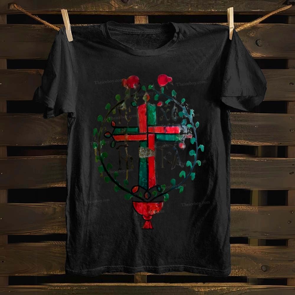 IC XC NIKA Coptic cross Orthodox Cotton T-shirt