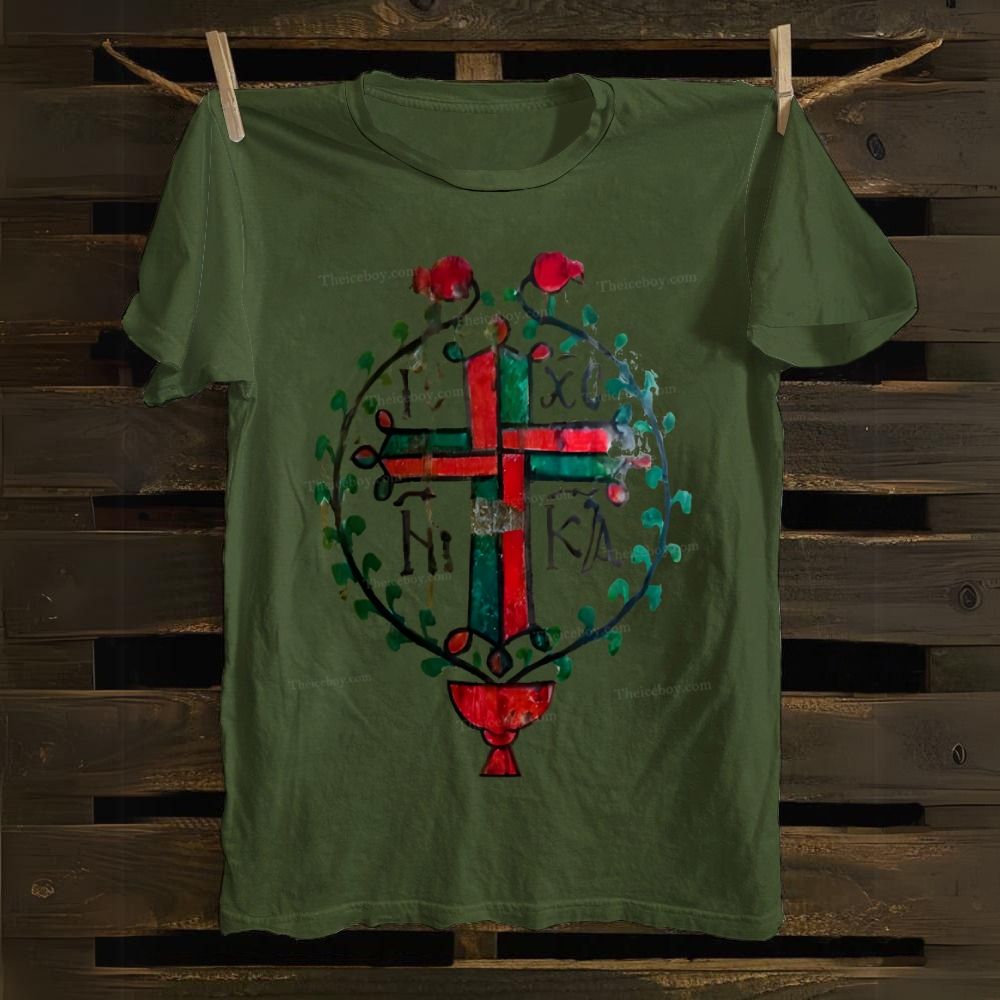 IC XC NIKA Coptic cross Orthodox Cotton T-shirt