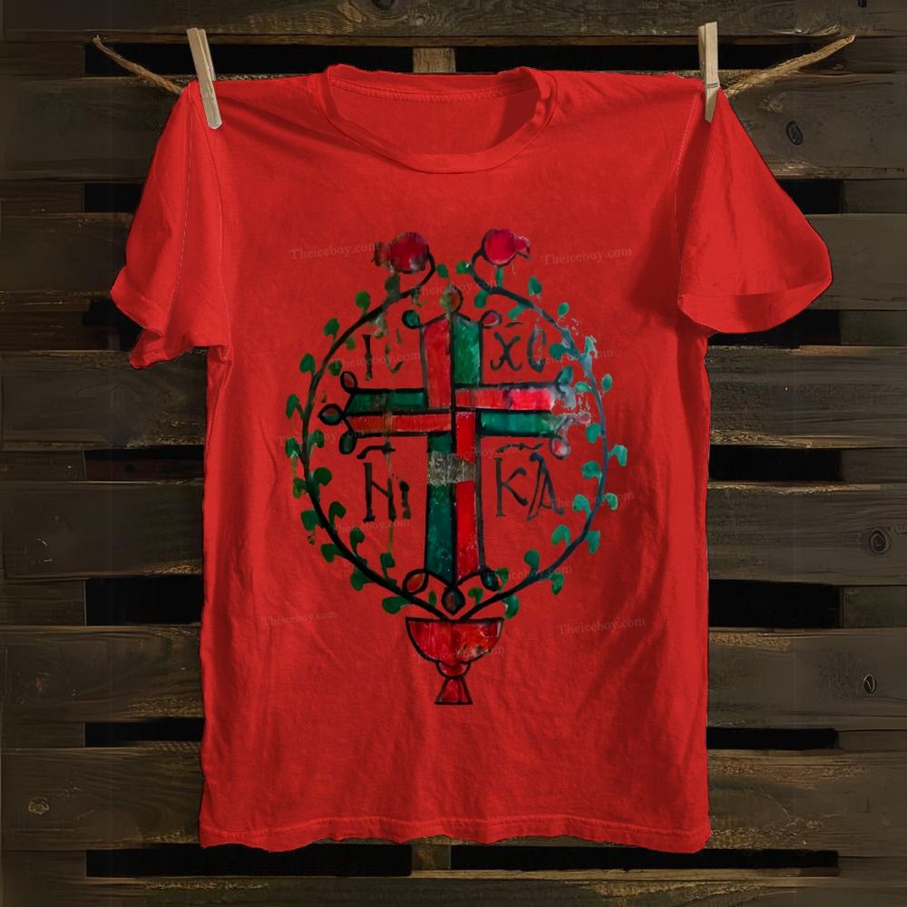 IC XC NIKA Coptic cross Orthodox Cotton T-shirt