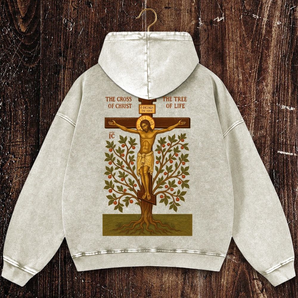 The Cross Of christ Christian Washed Hoodie