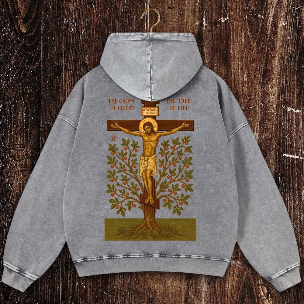 The Cross Of christ Christian Washed Hoodie