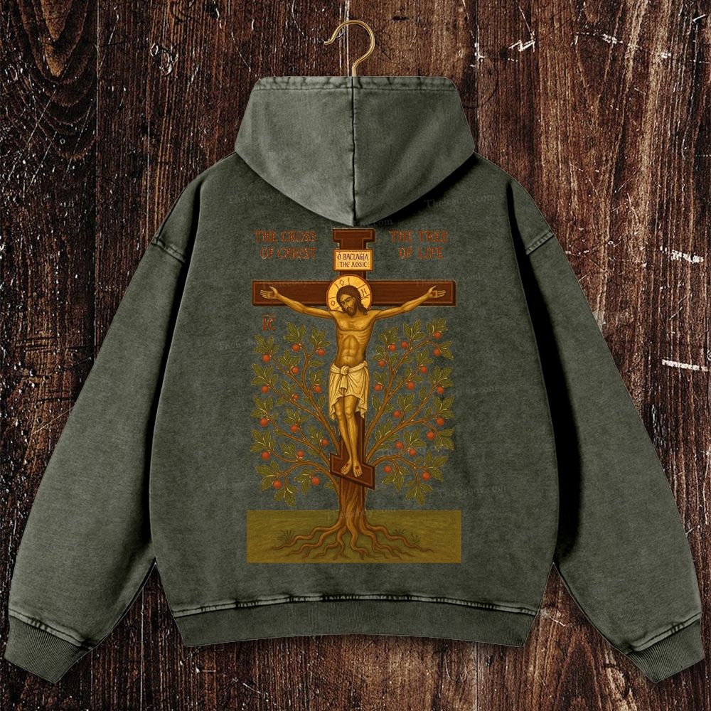 The Cross Of christ Christian Washed Hoodie