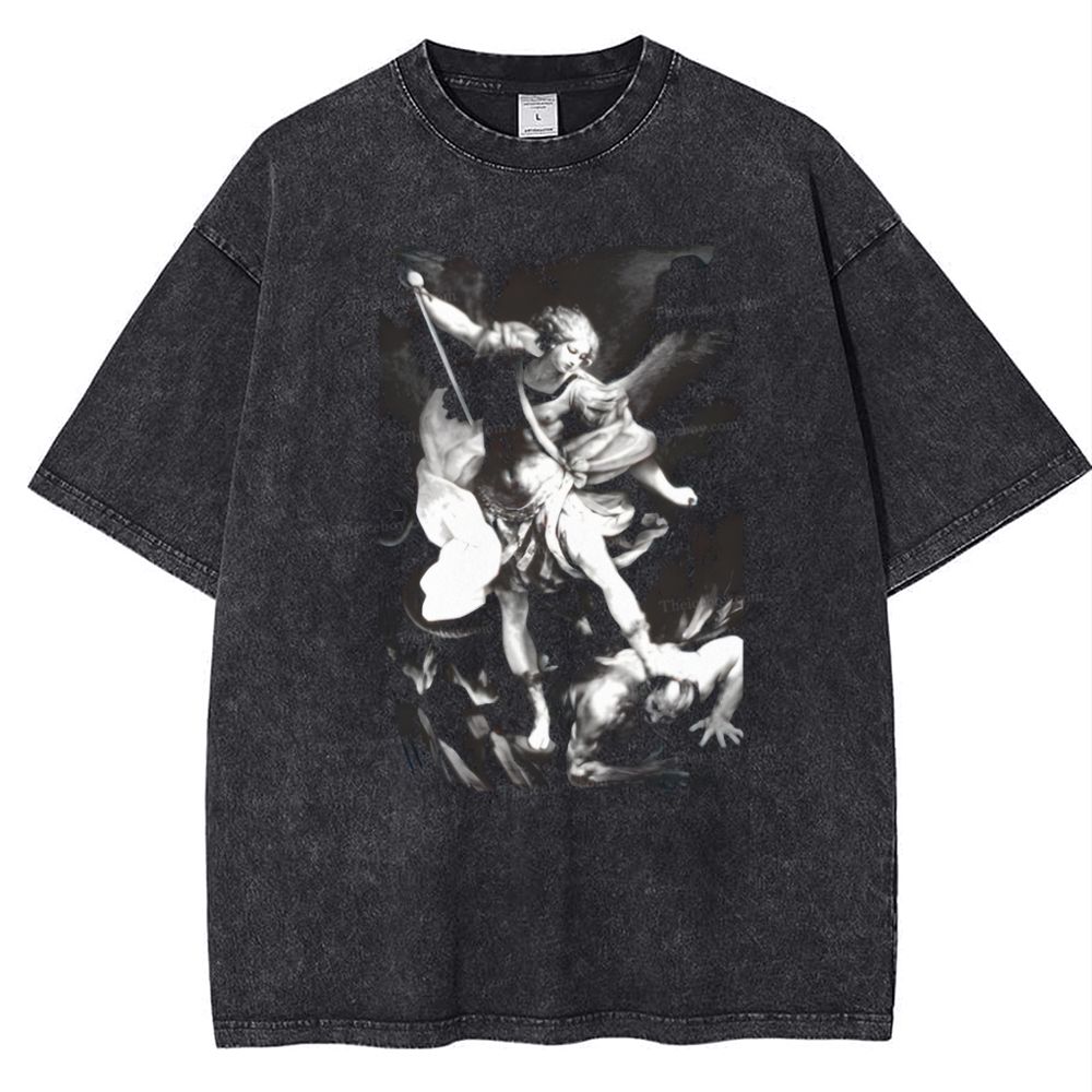 Saint Michael Archangel Angel Snowflake Vintage Cotton T-Shirt