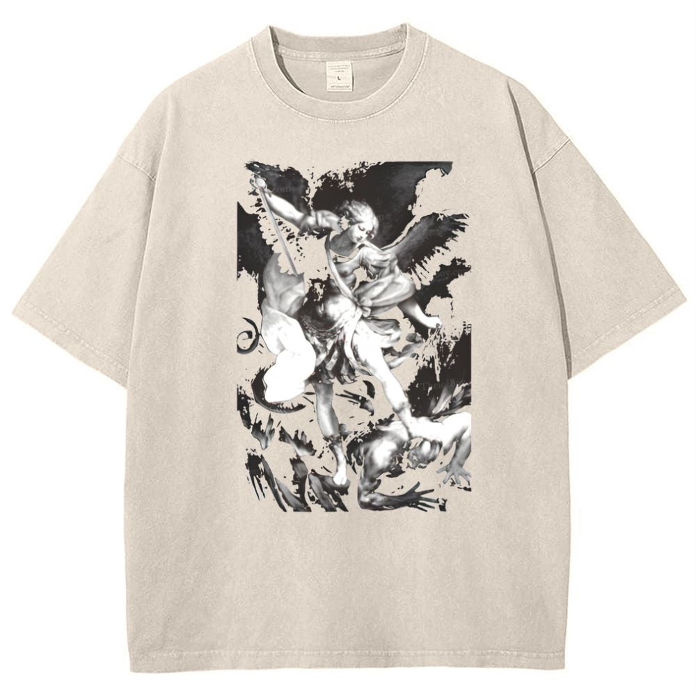 Saint Michael Archangel Angel Snowflake Vintage Cotton T-Shirt