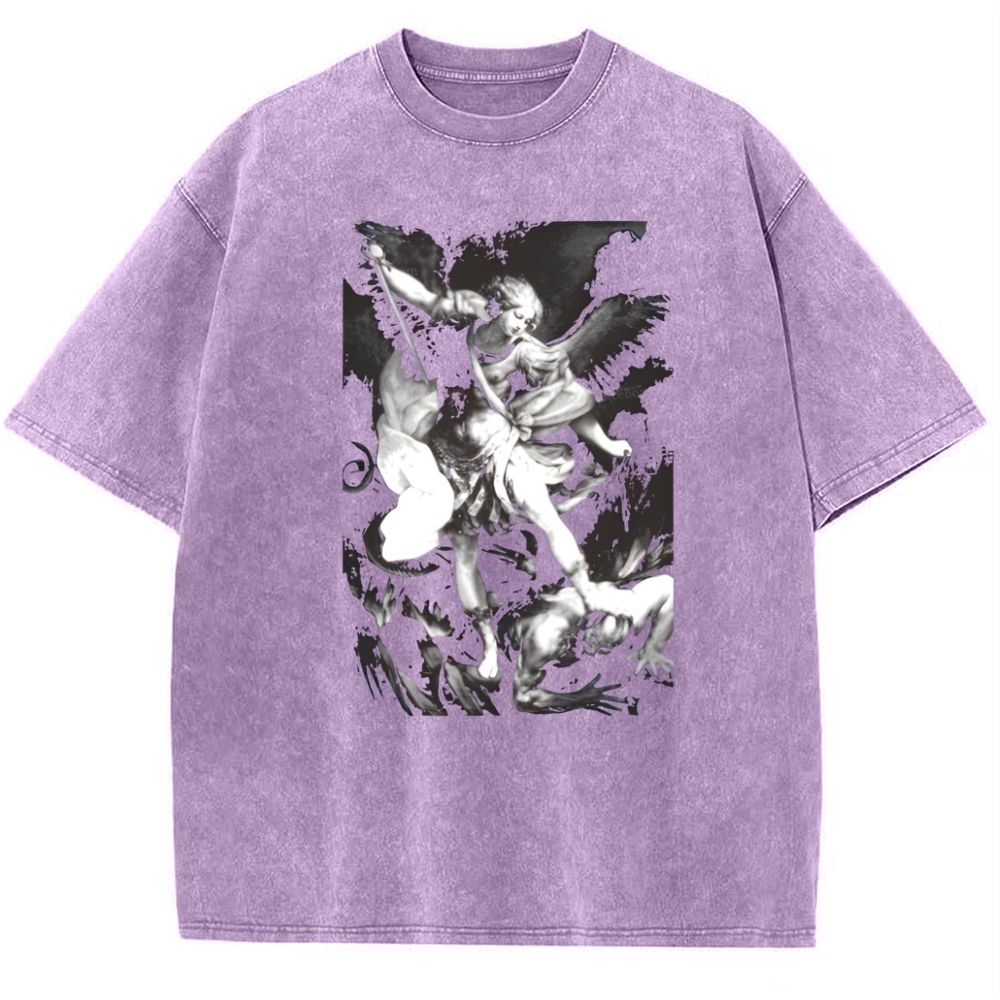 Saint Michael Archangel Angel Snowflake Vintage Cotton T-Shirt