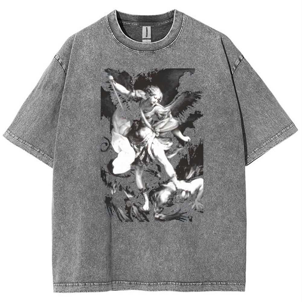 Saint Michael Archangel Angel Snowflake Vintage Cotton T-Shirt