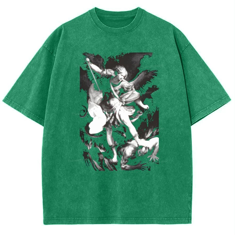 Saint Michael Archangel Angel Snowflake Vintage Cotton T-Shirt