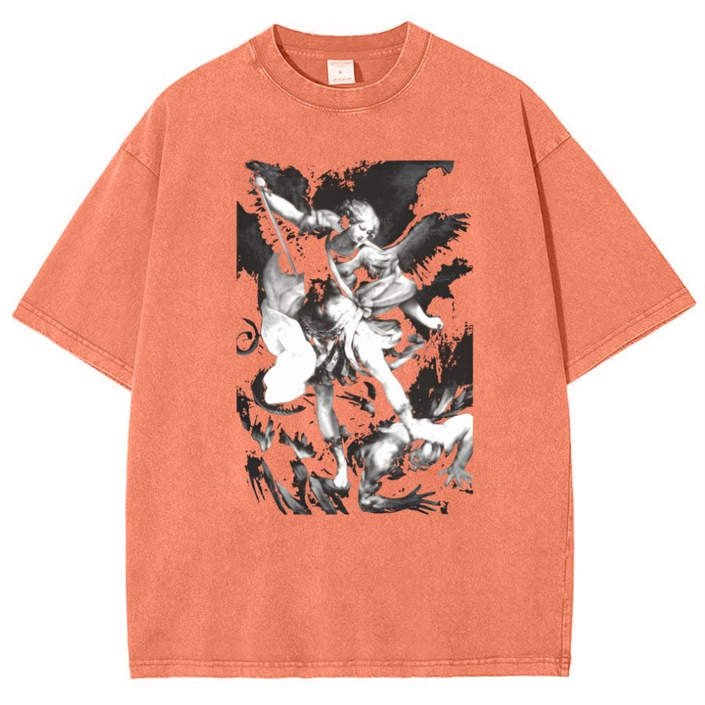 Saint Michael Archangel Angel Snowflake Vintage Cotton T-Shirt
