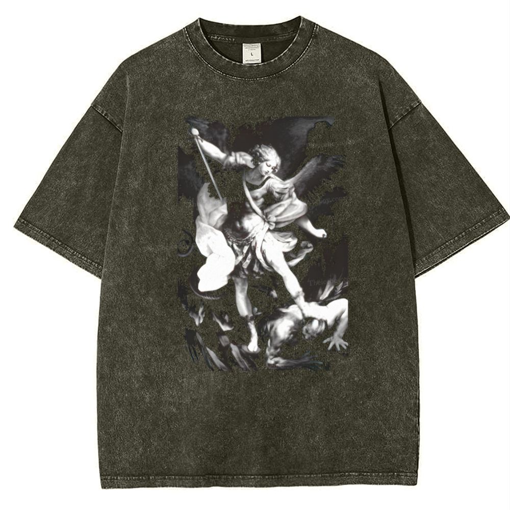 Saint Michael Archangel Angel Snowflake Vintage Cotton T-Shirt