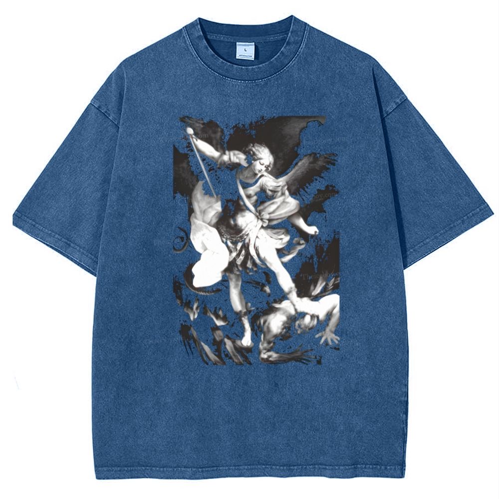Saint Michael Archangel Angel Snowflake Vintage Cotton T-Shirt