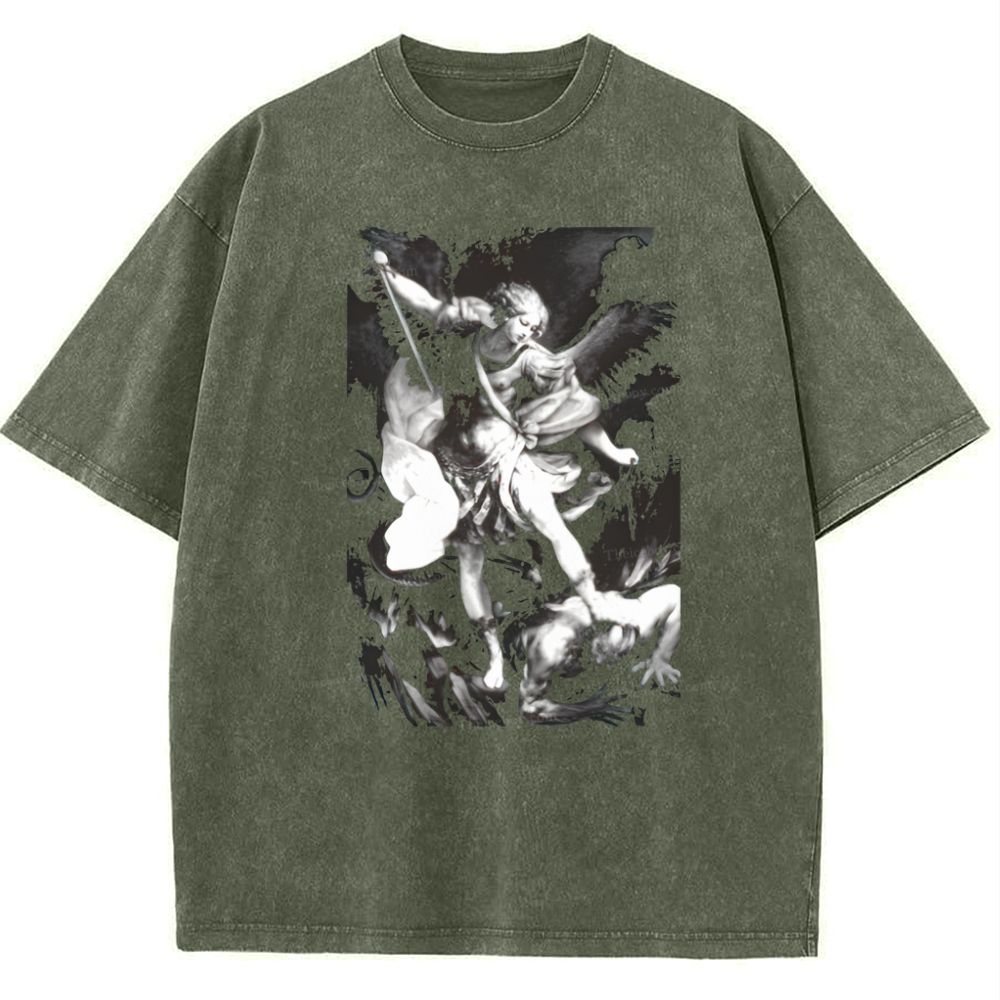 Saint Michael Archangel Angel Snowflake Vintage Cotton T-Shirt