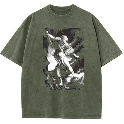 Saint Michael Archangel Angel Snowflake Vintage Cotton T-Shirt