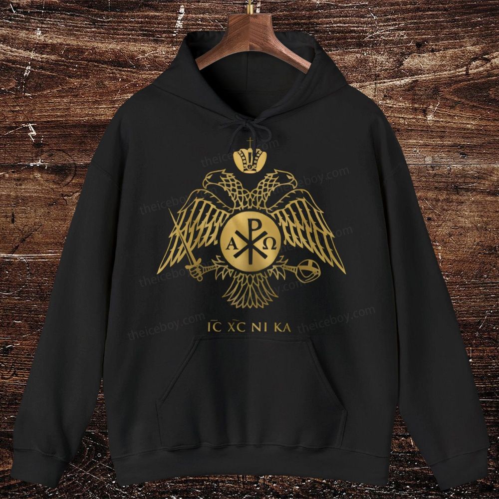 ICXCNIKA Orthodox Byzantine Eagle Oversized Cotton Hoodies