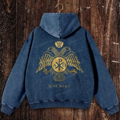 ICXCNIKA Orthodox Byzantine Eagle Christian Washed Hoodie