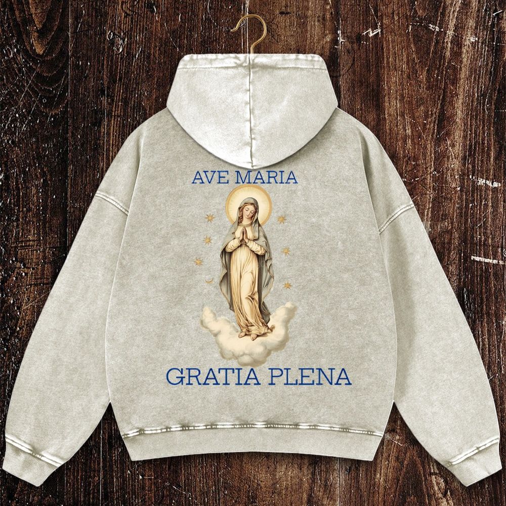 Blessed Virgin Mary Christian Washed Hoodie