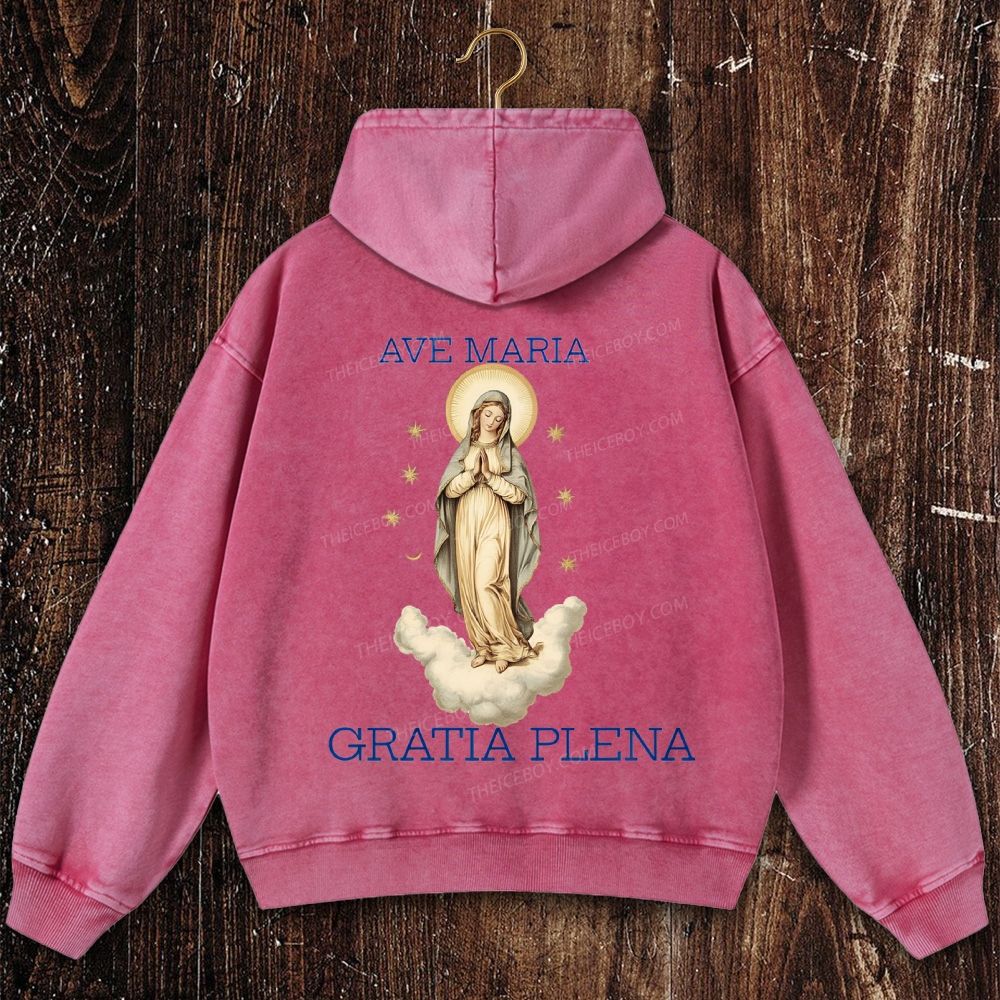 Blessed Virgin Mary Christian Washed Hoodie