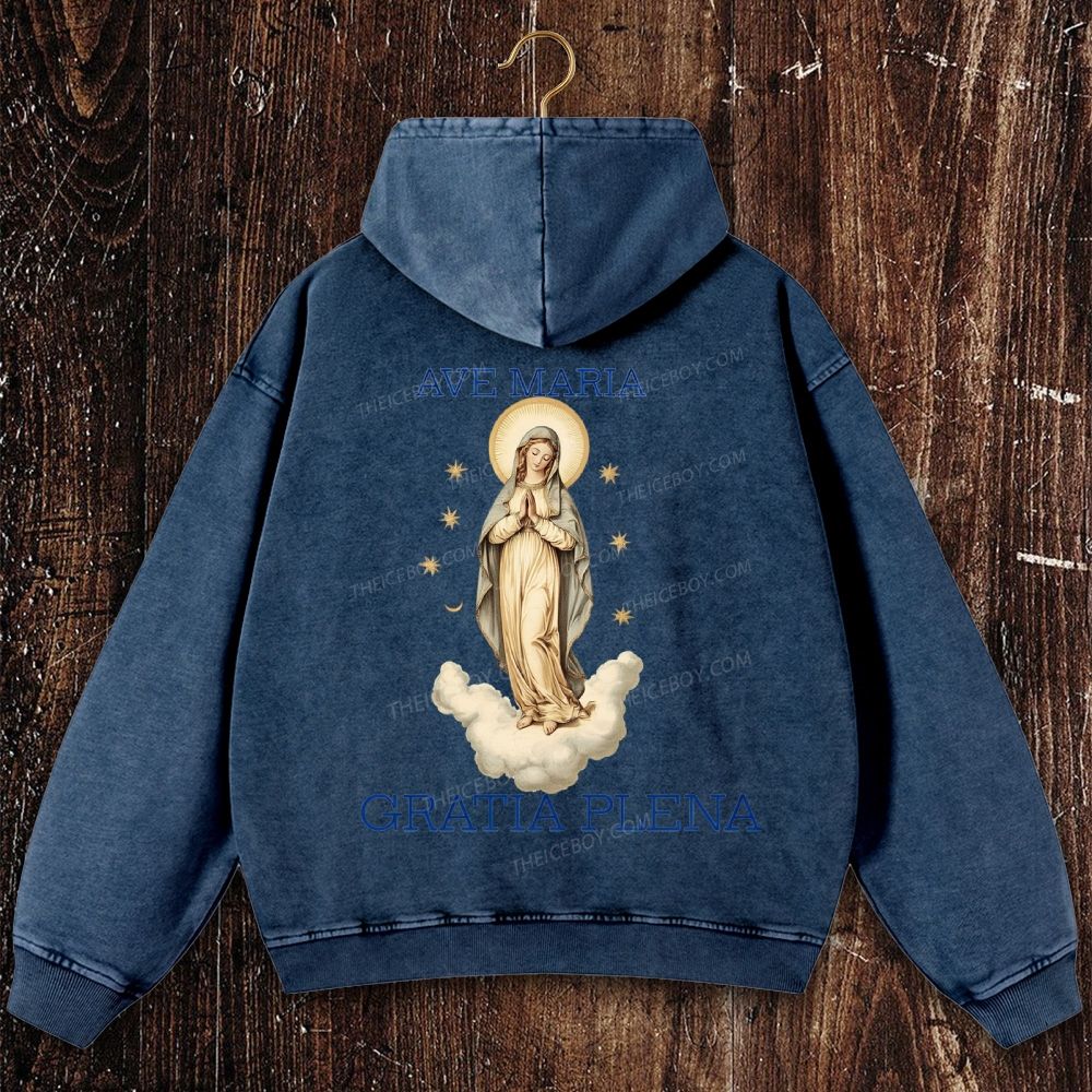 Blessed Virgin Mary Christian Washed Hoodie
