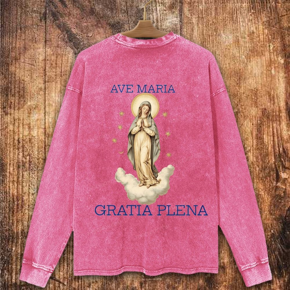 Blessed Virgin Mary Christian Washed Sweatshirt