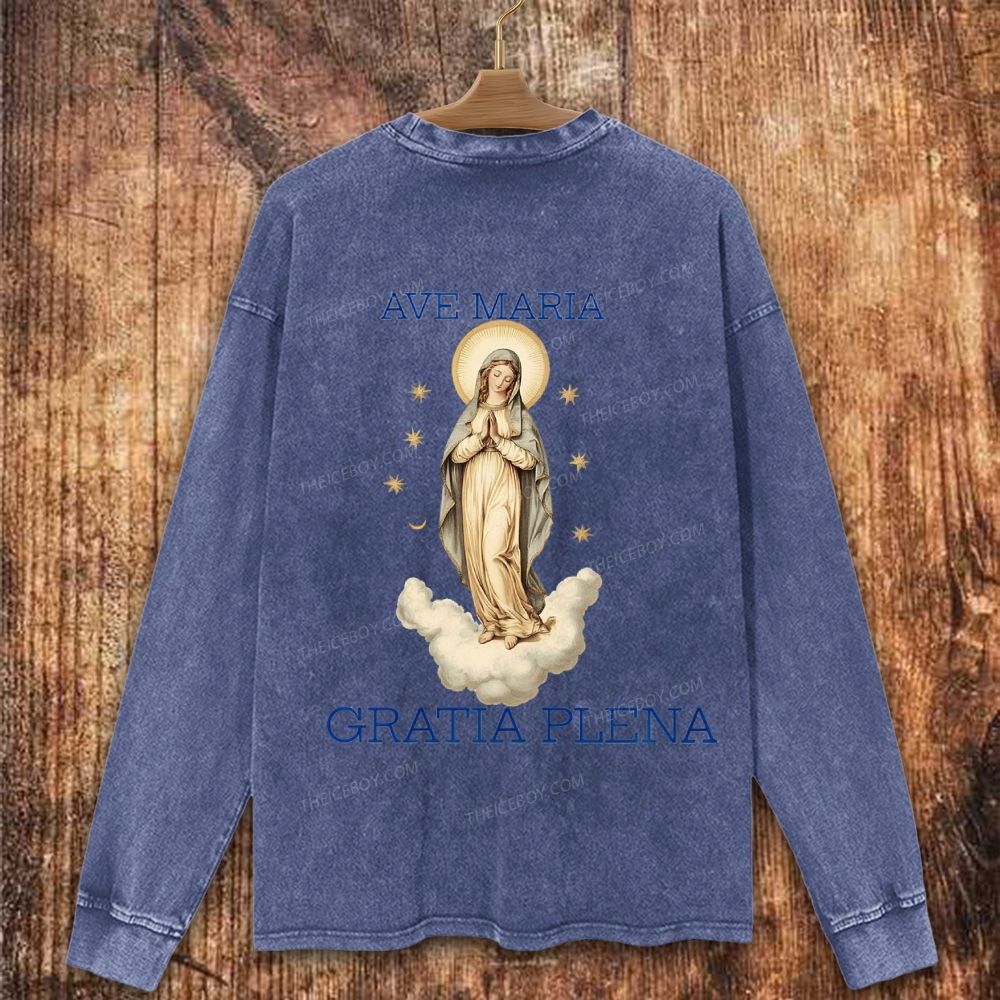 Blessed Virgin Mary Christian Washed Sweatshirt