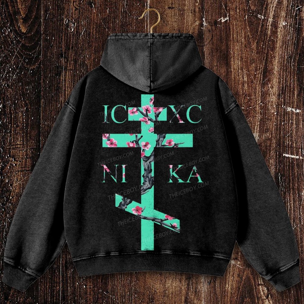 Orthodox cross Christian Washed Hoodie