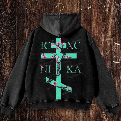 Orthodox cross Christian Washed Hoodie