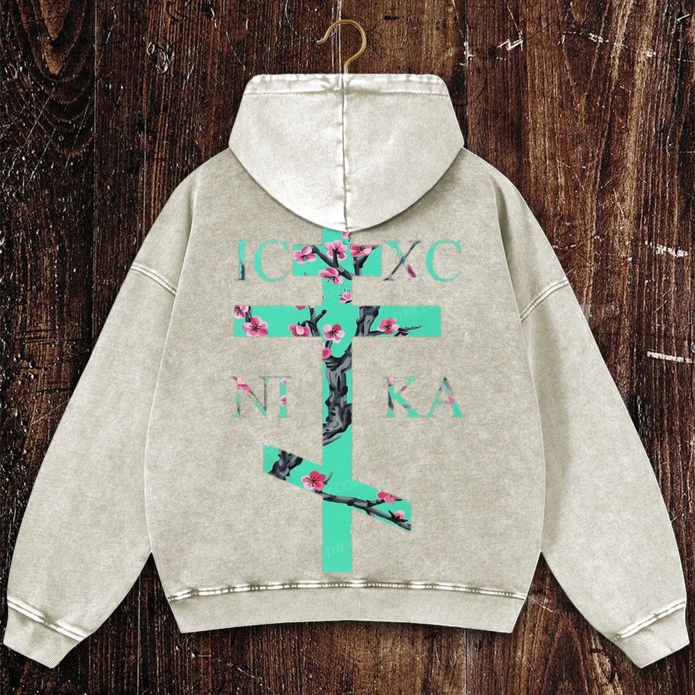 Orthodox cross Christian Washed Hoodie