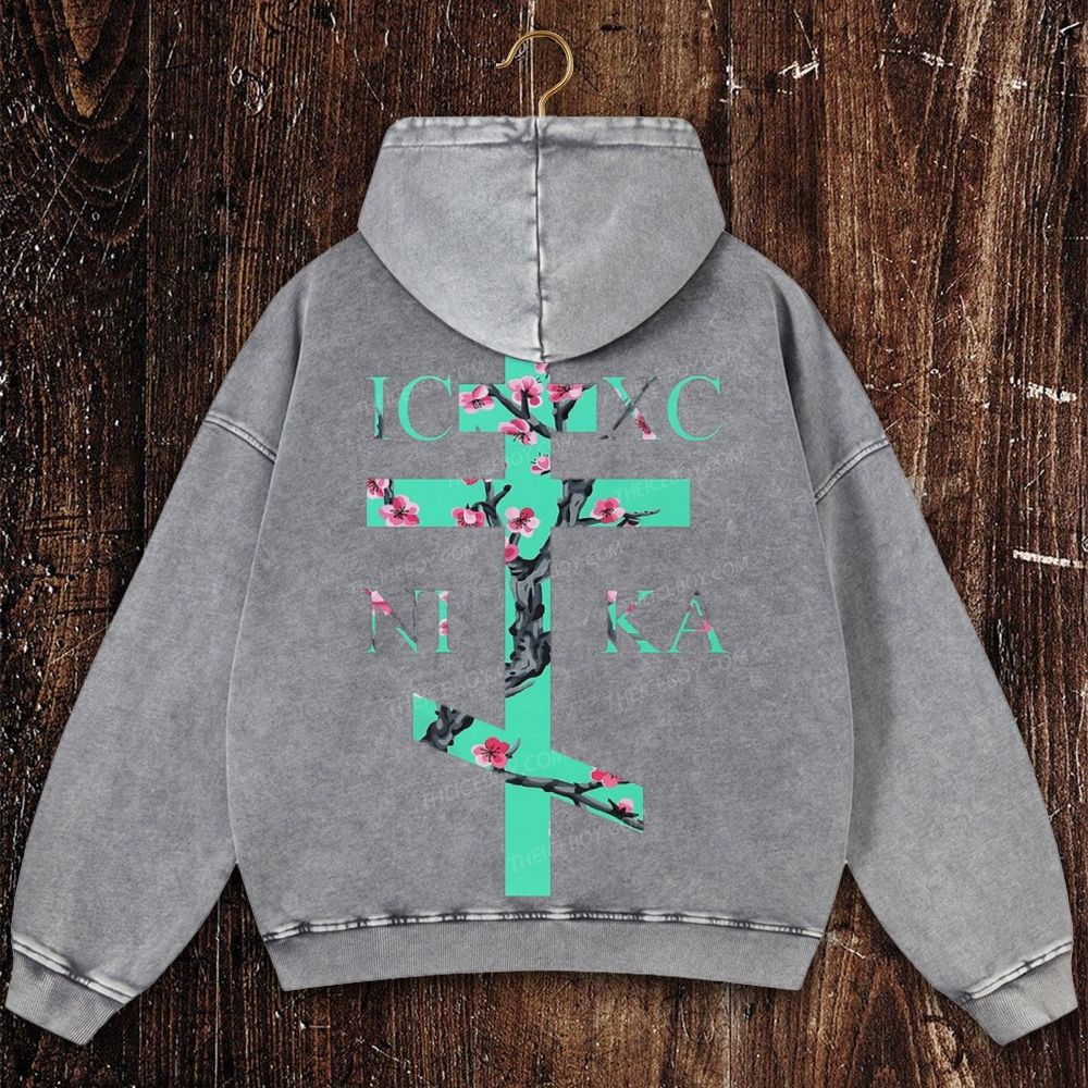 Orthodox cross Christian Washed Hoodie