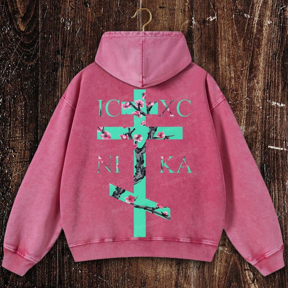 Orthodox cross Christian Washed Hoodie